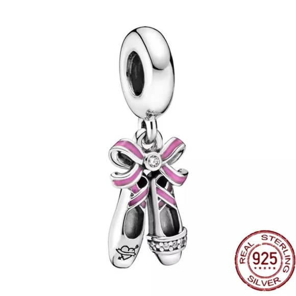 Charm for Bracelet Sterling Silver 925 ballet Shoes 🩰 - Picture 3 of 4